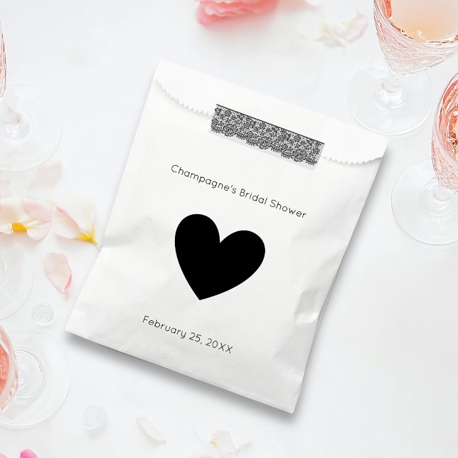 Modern Script Bridal Shower Heart Favour Bag (Creator Uploaded)