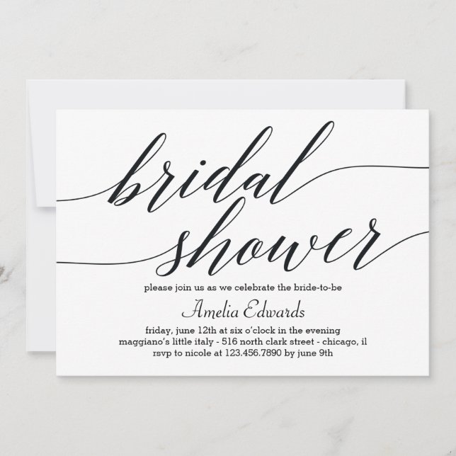 Modern Script Bridal Shower Invitation (Front)