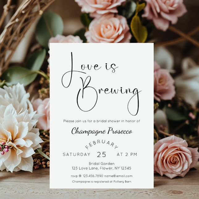 Modern Script Bridal Shower Love is Brewing Invitation (Creator Uploaded)