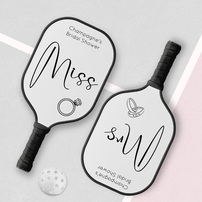 Modern Script Bridal Shower Miss to Mrs Pickleball Paddle (Creator Uploaded)