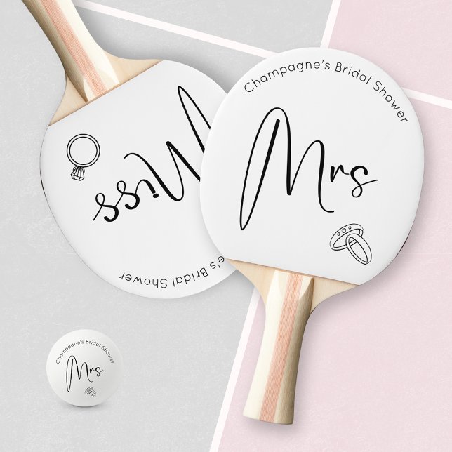 Modern Script Bridal Shower Miss to Mrs Ping Pong Paddle (Creator Uploaded)