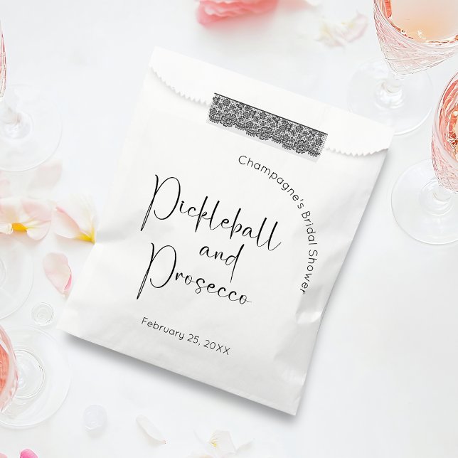 Modern Script Bridal Shower Pickleball & Prosecco Favour Bag (Creator Uploaded)