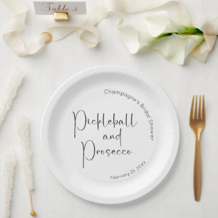 Modern Script Bridal Shower Pickleball & Prosecco Paper Plate