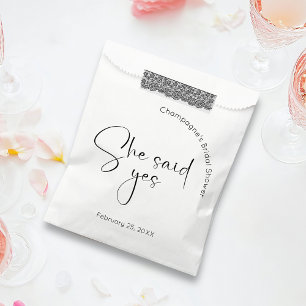 Modern Script Bridal Shower She Said Yes Favour Bag