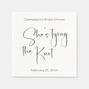 Modern Script Bridal Shower She's Tying The Knot Napkin