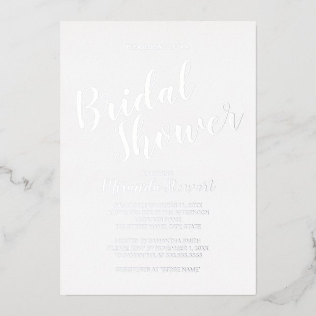 Modern Script Bridal Shower Silver (Front)