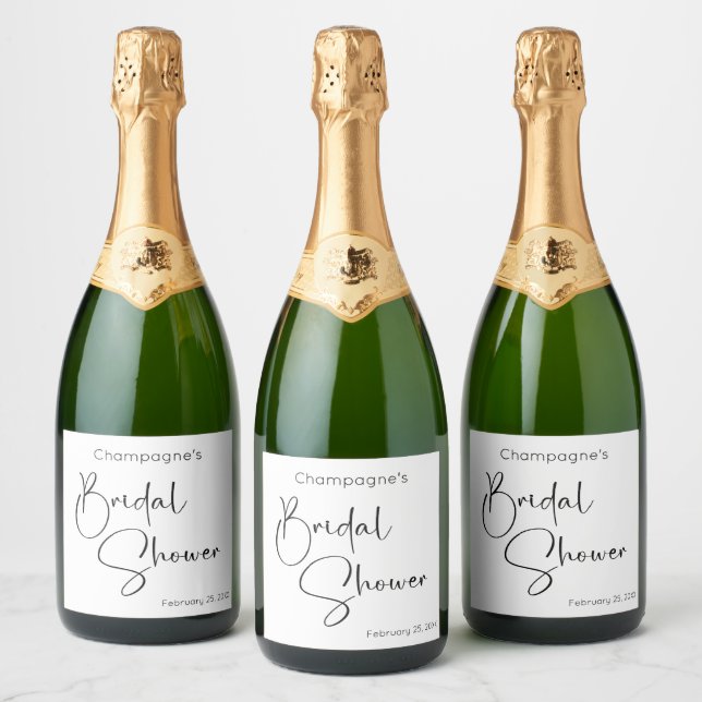 Modern Script Bridal Shower Sparkling Wine Label (Bottles)