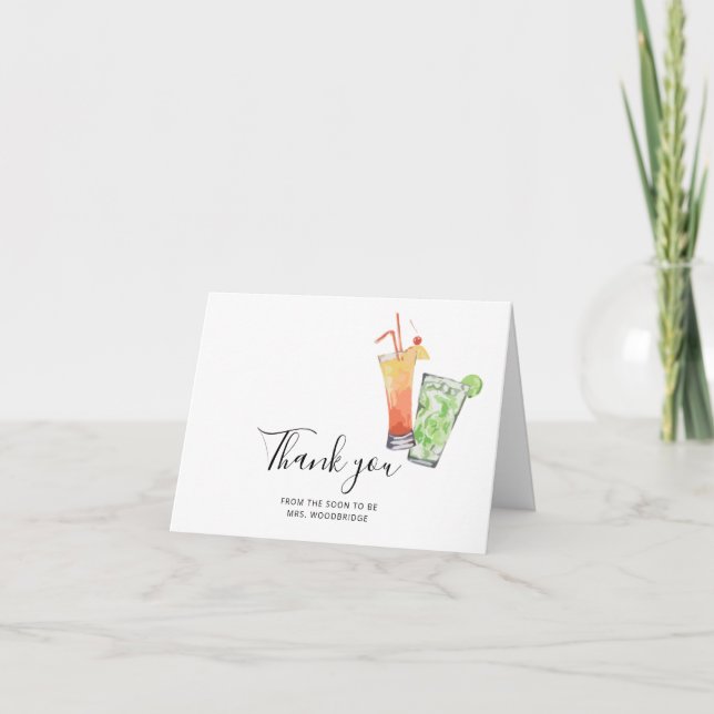 Modern Script Bridal Shower Thank You Card (Front)