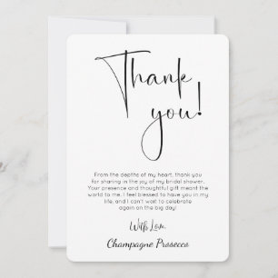 Modern Script Bridal Shower Thank You Card
