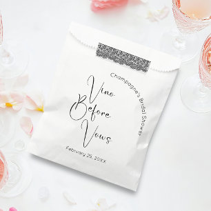 Modern Script Bridal Shower Vino Before Vows Favour Bag