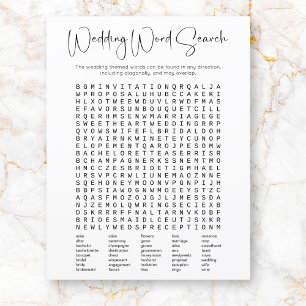 Modern Script Bridal Shower Word Search Game