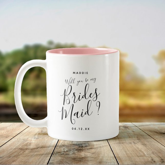 Modern Script Brides Maid Question Custom Name Two-Tone Coffee Mug (Creator Uploaded)
