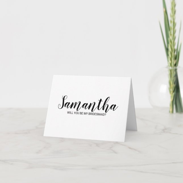 Modern Script Bridesmaid Proposal Card (Front)