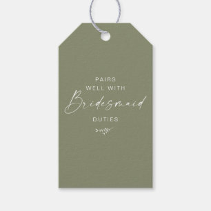 Modern Script Bridesmaid Proposal Sage  Gift Tags