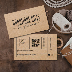 Modern Script brown kraft paper handmade cardboard Business Card