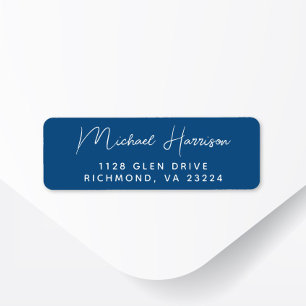 Modern Script Bue Return Address Label