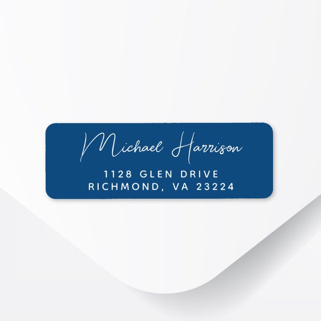 Modern Script Bue Return Address Label (Creator Uploaded)