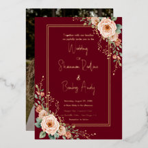 Modern Script Burgundy and blush floral wedding