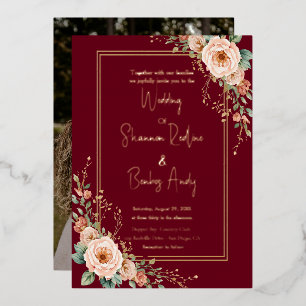 Modern Script Burgundy and blush floral wedding