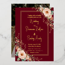 Modern Script Burgundy and blush floral wedding