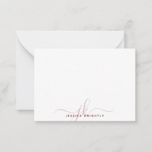 Modern Script Burgundy Monogram Initials Minimal Card