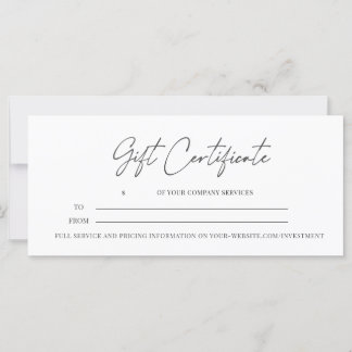 Modern Script Business Gift Certificate
