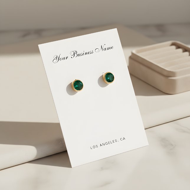 Modern Script Business Name Earring Holder Cards (Creator Uploaded)