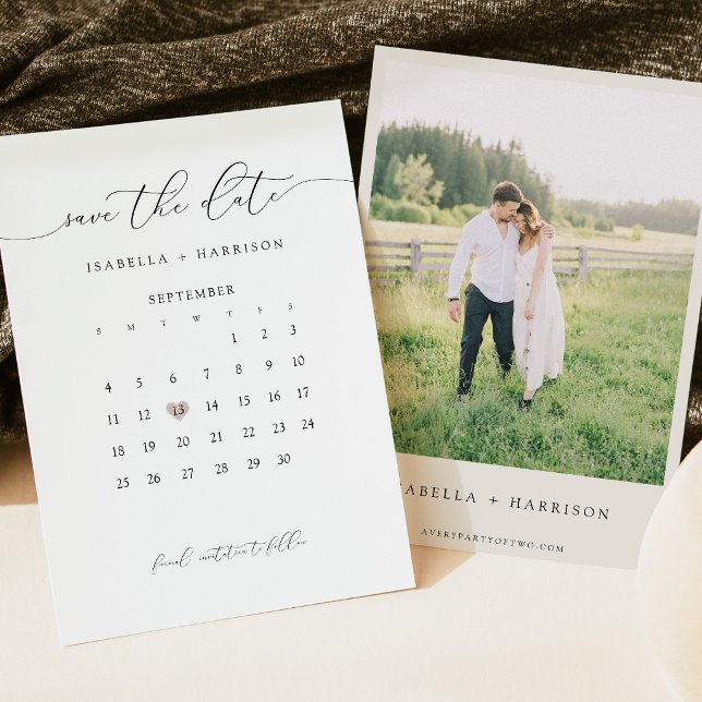 Modern Script Calendar Save the Date Invitation (Creator Uploaded)