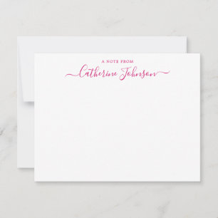 Modern Script Calligraphy A Note From Magenta Pink Card