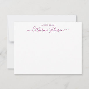 Modern Script Calligraphy A Note From Plum Purple Card