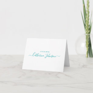 Modern Script Calligraphy A Note From Teal Green Card