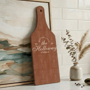 Modern Script Calligraphy Family Name  Cutting Board