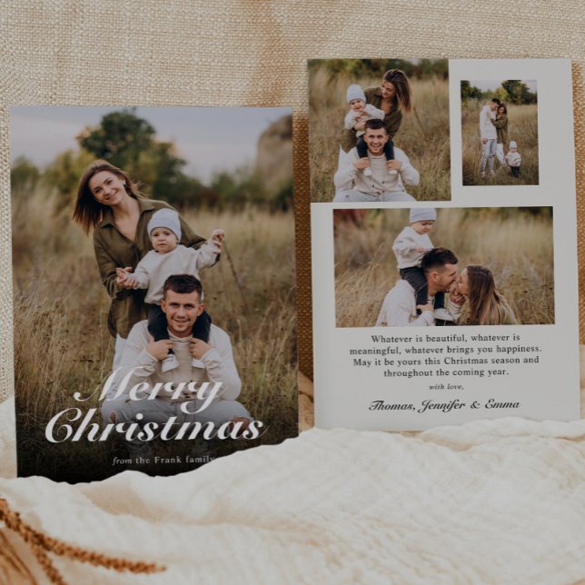 Modern Script Calligraphy Full Photo Holiday Card (Creator Uploaded)