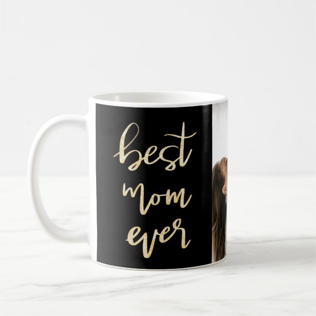 Modern Script Calligraphy Gold Faux Best Mum Ever Coffee Mug (Left)