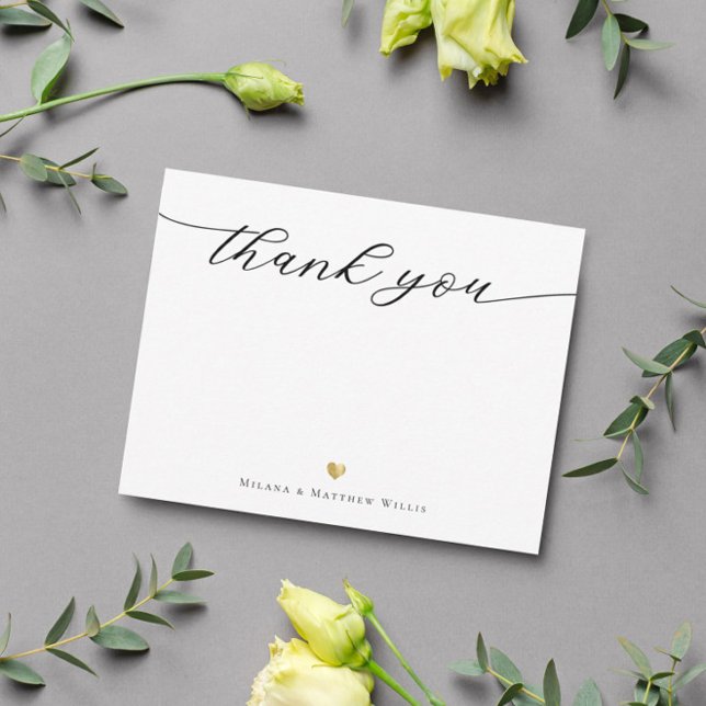 Modern Script Calligraphy Gold Wedding Thank you  Card (Creator Uploaded)