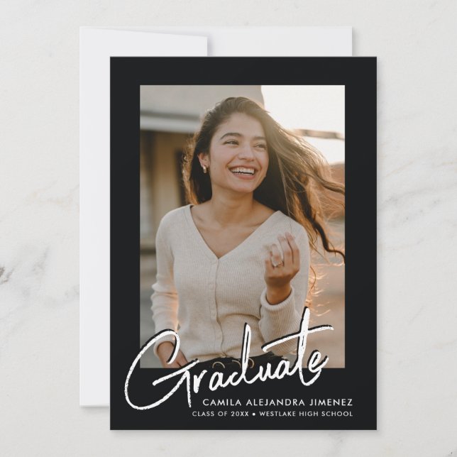 MODERN SCRIPT CALLIGRAPHY GRADUATE | GRADUATION ANNOUNCEMENT (Front)