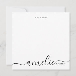 Modern Script Calligraphy Monogram Blush Pink Card