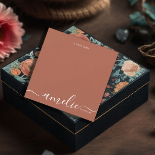 Modern Script Calligraphy Monogram Terracotta Card