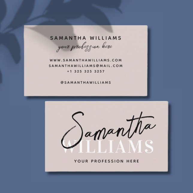 Modern script calligraphy name elegant feminine business card (Creator Uploaded)