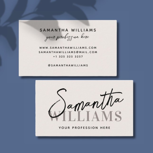 Modern script calligraphy name elegant feminine business card (Creator Uploaded)