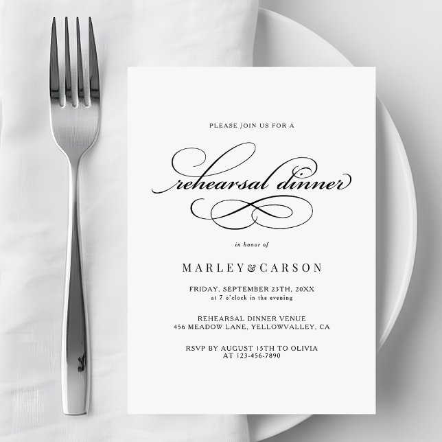 Modern Script Calligraphy Rehearsal Dinner Invitation (Creator Uploaded)