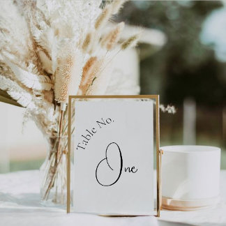 Modern Script Calligraphy Wedding Table Number
