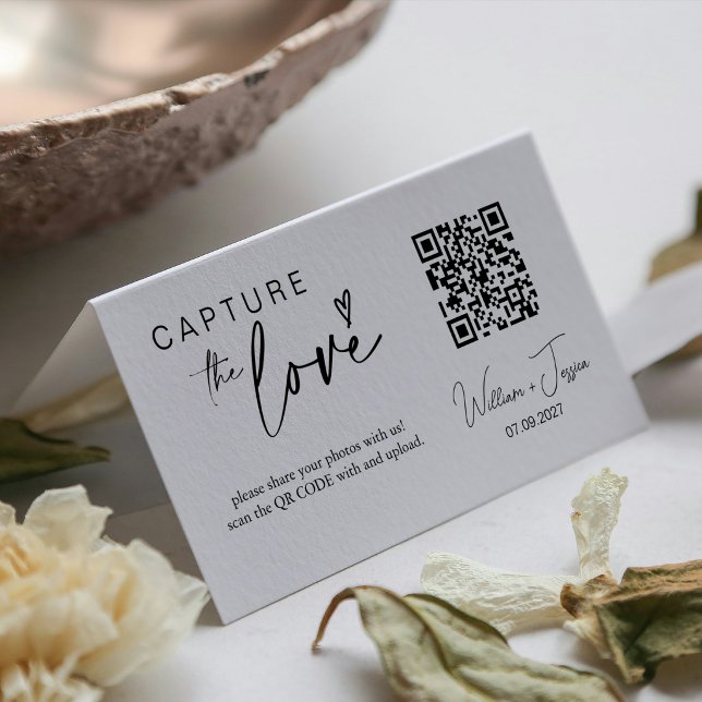 Modern Script Capture The Love QR code card (Creator Uploaded)