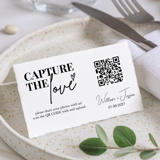 Modern Script Capture The Love QR code card (Creator Uploaded)