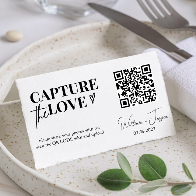 Modern Script Capture The Love QR code card (Creator Uploaded)