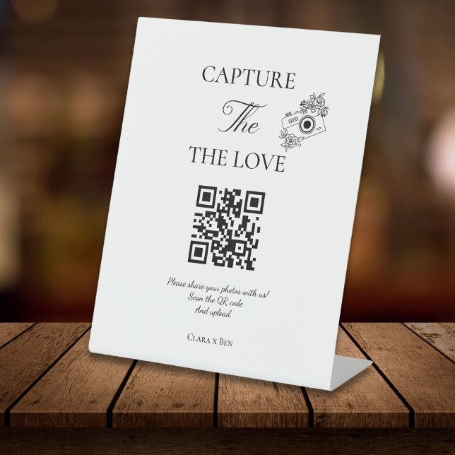 Modern Script Capture The Love QR code  Pedestal Sign (Creator Uploaded)