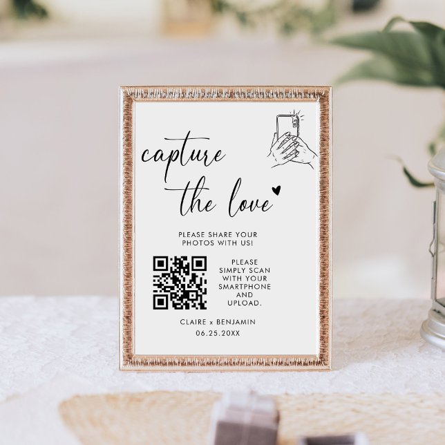 Modern Script Capture The Love QR code  Pedestal Sign (Creator Uploaded)