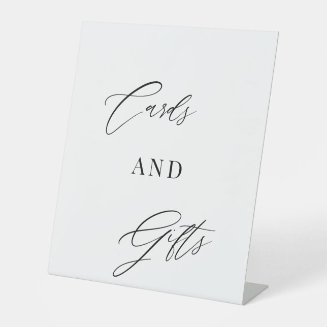 Modern Script | Cards & Gifts Wedding Tabletop Pedestal Sign (Front)