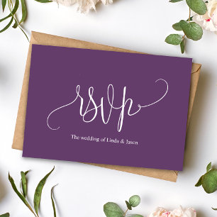 Modern Script Cassis Wedding Meal Choice RSVP Card