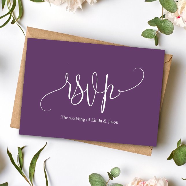 Modern Script Cassis Wedding Meal Choice RSVP Card (Creator Uploaded)